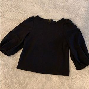 Cropped bubble sleeve blouse